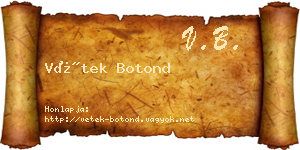 Vétek Botond névjegykártya